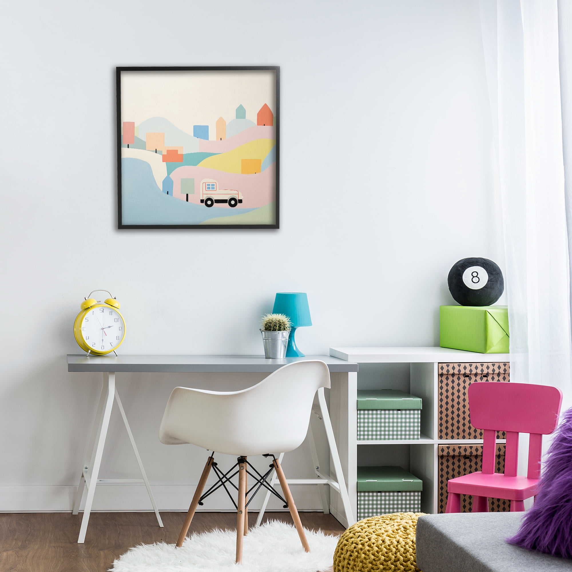 Stupell Industries Pastel Imaginative Scene Landscape Painting Black Framed Art Print Wall Art, 24 x 24