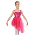 thumbnail image 5 of Aislor Girls Sequined Camisole Ballet Dance Tutu Dress Gymnastic Leotard Asymmetrical Skirt Rose S, 5 of 7