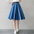 thumbnail image 7 of JLFKNG Denim Skirts For Women Oversized Vintage Pleated Denim Skirt For Women High Waist Knee Length Breathable Loose Fit A Line Skirt Comfy Womens Clothes, 7 of 7