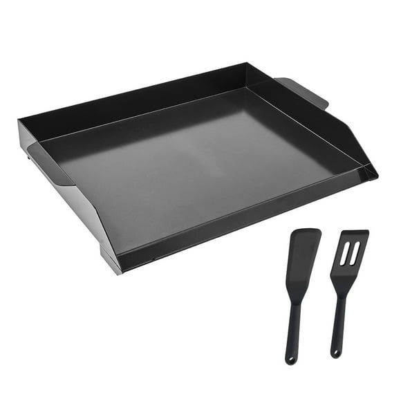 KFFKFF Carbon Steel Griddle, 22x16 inch Universal Flat Top Rectangular Plate, Gas Grill Griddle for BBQ Grill, Teppanyaki, Portable Family Cookware, for Camping Tailgating Party, Black