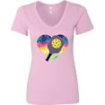 thumbnail image 3 of Inktastic Pickleball Lover Paddle Ball Retro Heart Women's V-Neck T-Shirt, 3 of 5