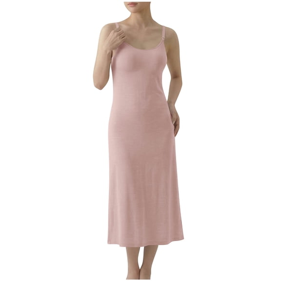 Admvng Maternity Dress Adjustable Spaghetti Strap Soft Knit Pregnancy Maxi Dress Nursing Nightgown Women's Home Sleepwear