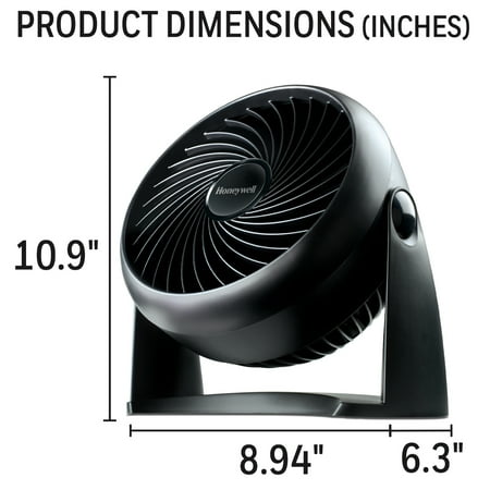Honeywell Turbo Force Air Circulator Personal Fan, New, Black, W 8.94" x H 10.9" x L 6.3", HT900