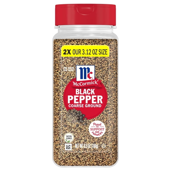 McCormick Pepper Black Coarse Ground, 6.5 oz Bottle