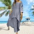 thumbnail image 3 of 2 Pcs/set Ensemble Deux Pièces Ample Pantalon Ample pour Magasinage (Bleu S), 3 of 7
