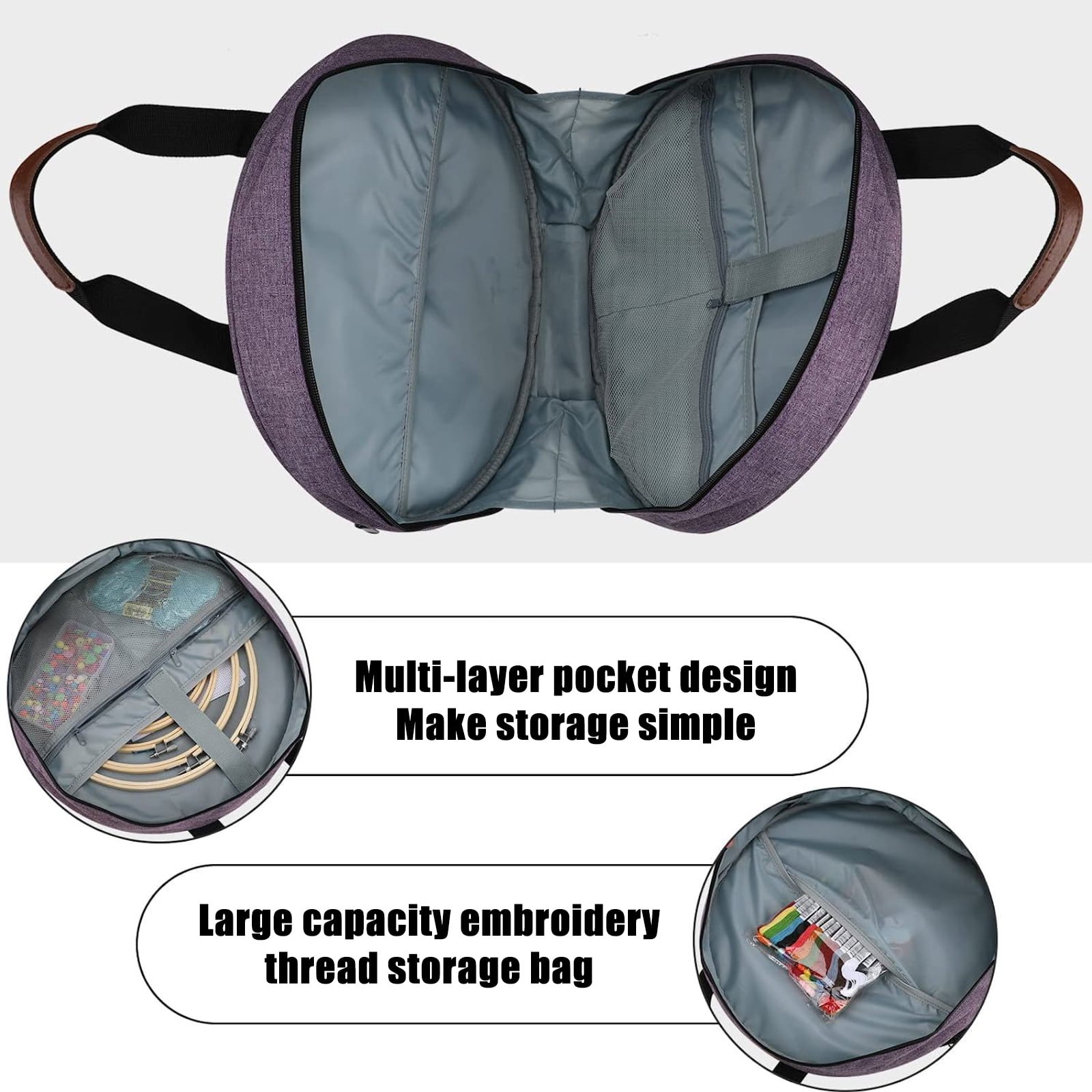 Gnmfd Multi-Layer Embroidery Storage Bag, Large Knitting Tool Organizer with Zipper, Waterproof Tote for Craft Supplies, Sewing Accessories, Home Storage Bin, Storage Box, Storage Rack