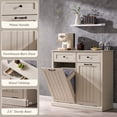 thumbnail image 5 of Aitjunz Double Tilt Out Trash Can Cabinet with Drawer, Wooden Farmhouse Kitchen Cabinet with 20-Gallon Hidden Trash Can Storage, Cream, 5 of 7