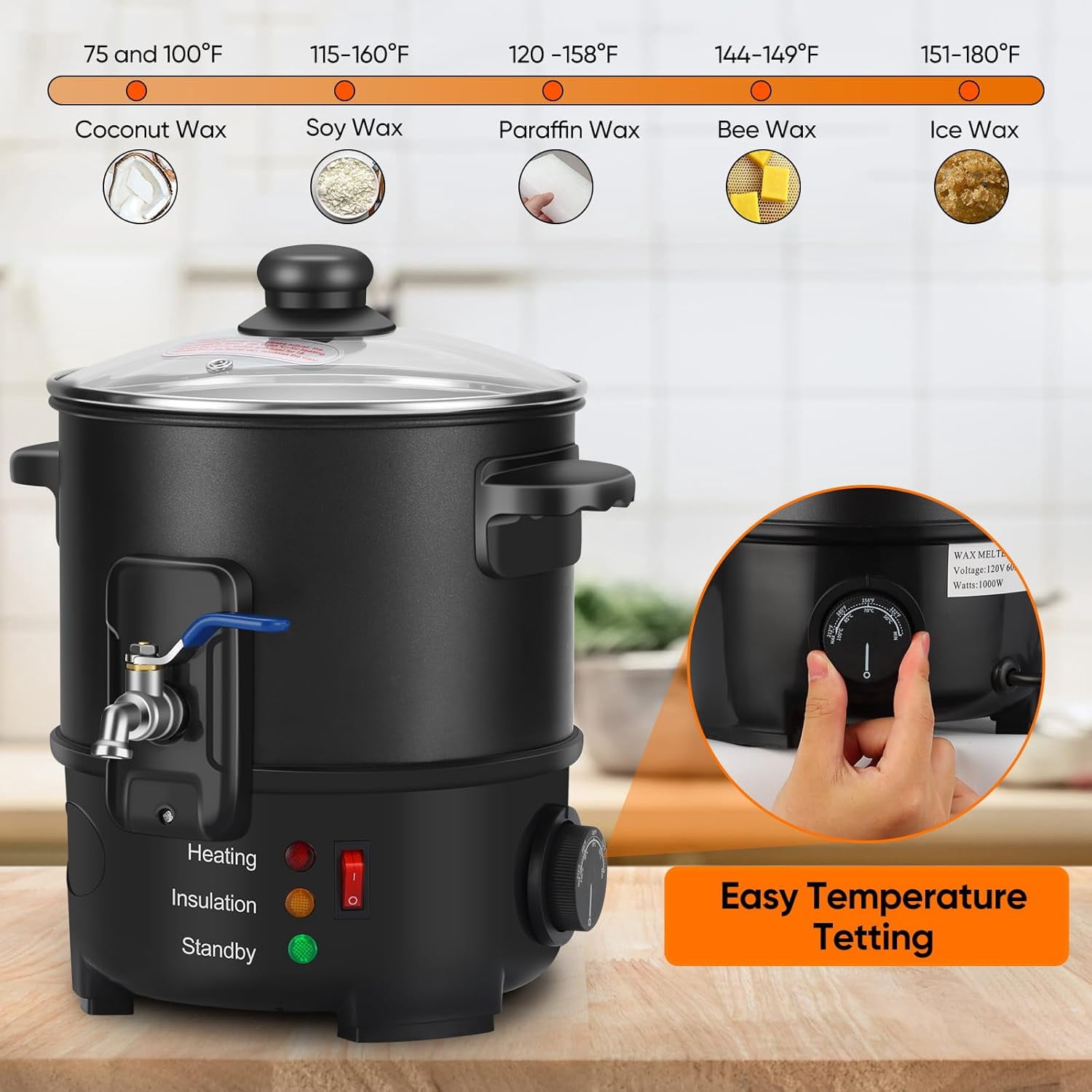 Panghuhu88 Wax for Candle Making, 4L Candle Making Wax Melting Pot with Temp Control, Soap Melter for soap Making Supplies,Electric Non-Stick Candle Wax Melter for Candle Soap Business and Home