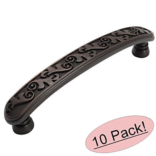 Cosmas 4298orb Oil Rubbed Bronze Fl Cabinet Hardware Handle Pull 3 4 Inch 96mm Hole Centers 10 Pack Com Cosmas 4298orb Oil Rubbed Bronze Fl, Oil Rubbed Bronze Cabinet Pulls 3 4 Inch