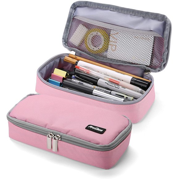 ProCase Pencil Bag Pen Case, Large Capacity Students Stationery Pouch Pencil Holder Desk Organizer with Double Zipper,
