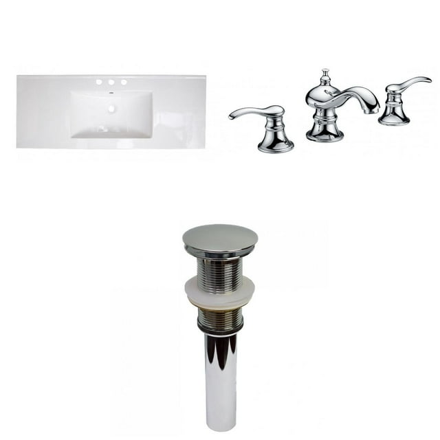 American Imaginations 39.75-in. W 3H8-in. Ceramic Top Set In White Color - Drain Incl. AI-32942