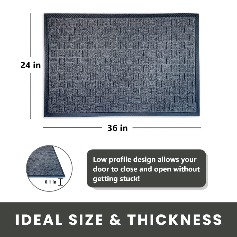 Envelor Front Door Mat Indoor Outdoor Entrance Doormat Non Slip Durable Floor Mat for Entry Mat Kitchen Rugs Home Decor Rugs Heavy Duty Mat Welcome Mat, 24 x 36 Inches, Black