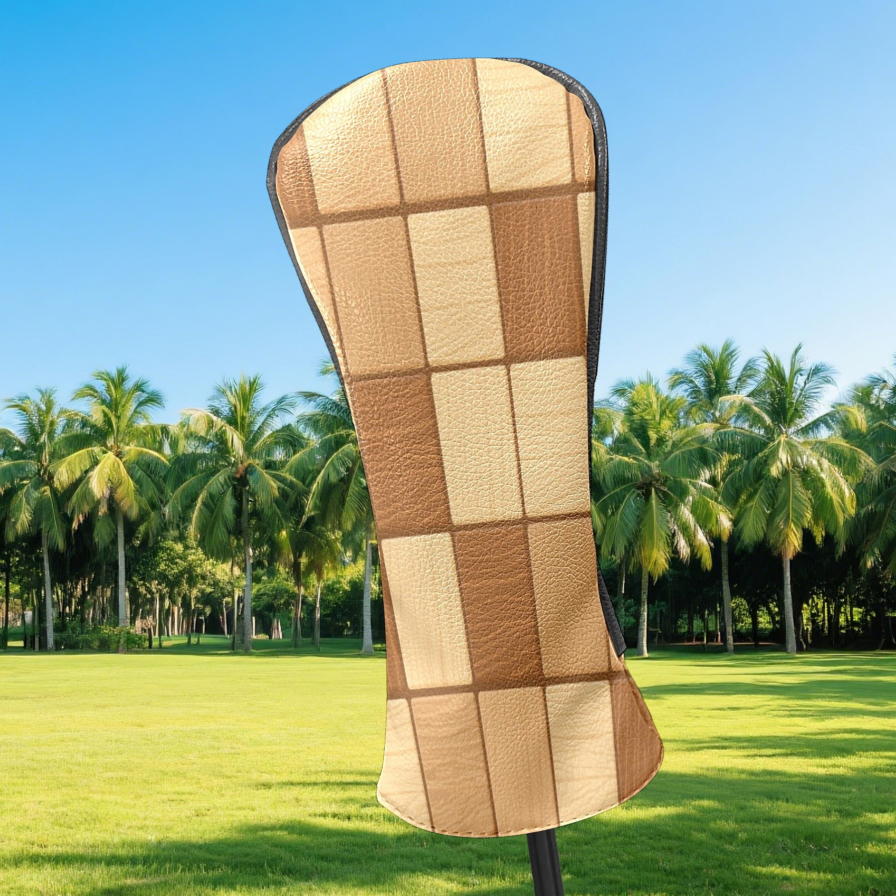 Golf Club Head Cover Waterproof Leather Golf Accessories HeadCovers Set Driver Headcover for Women Men Horizontal Wood Planks