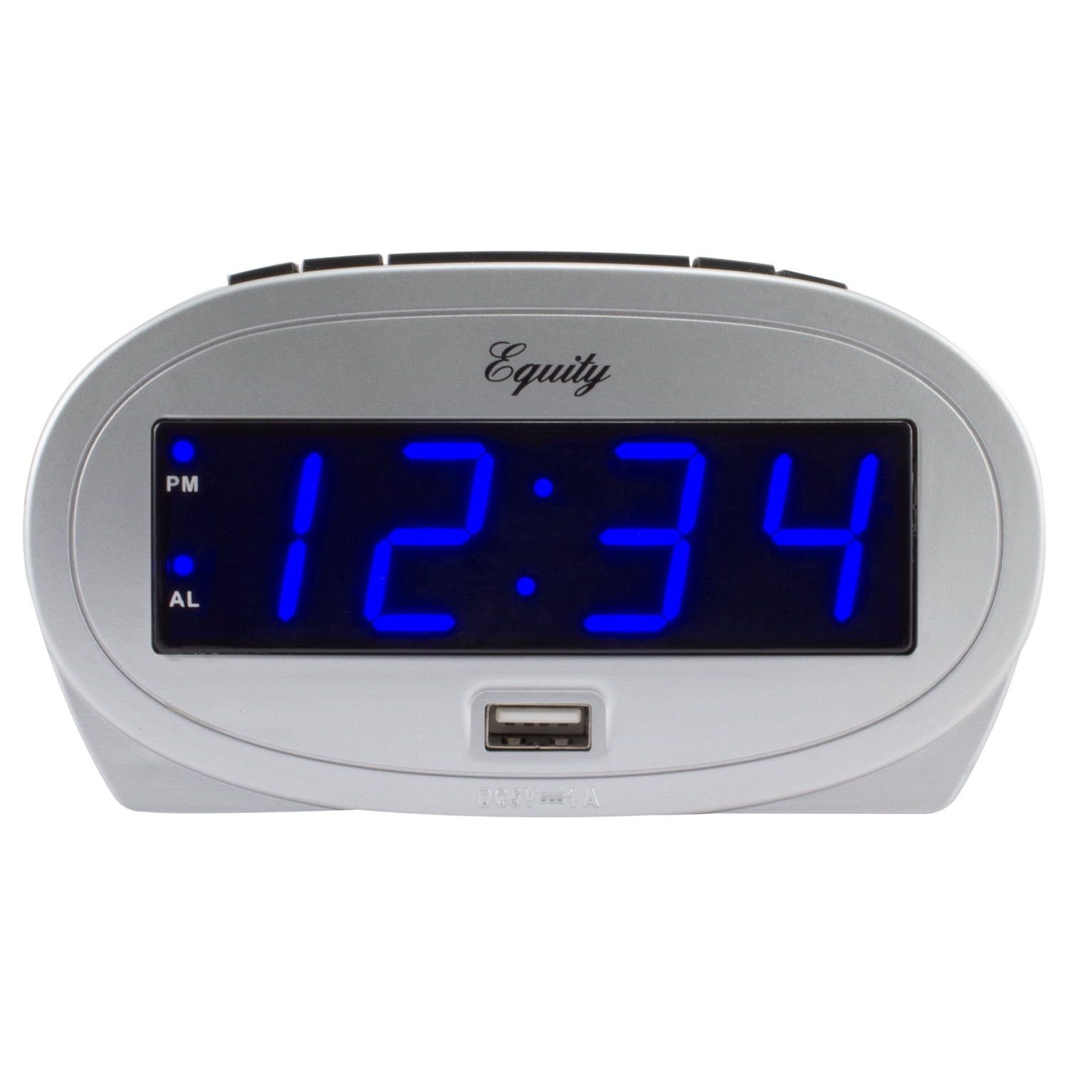 Equity by La Crosse 30025 0.9" Blue LED Alarm Clock with USB Port