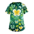 thumbnail image 2 of Mlqidk Women St Patricks Day Scrub Tops Stretchy Plus Size Short Sleeve V Neck Uniform Scrubs Workwear Nurse Shirts Yellow XL, 2 of 3