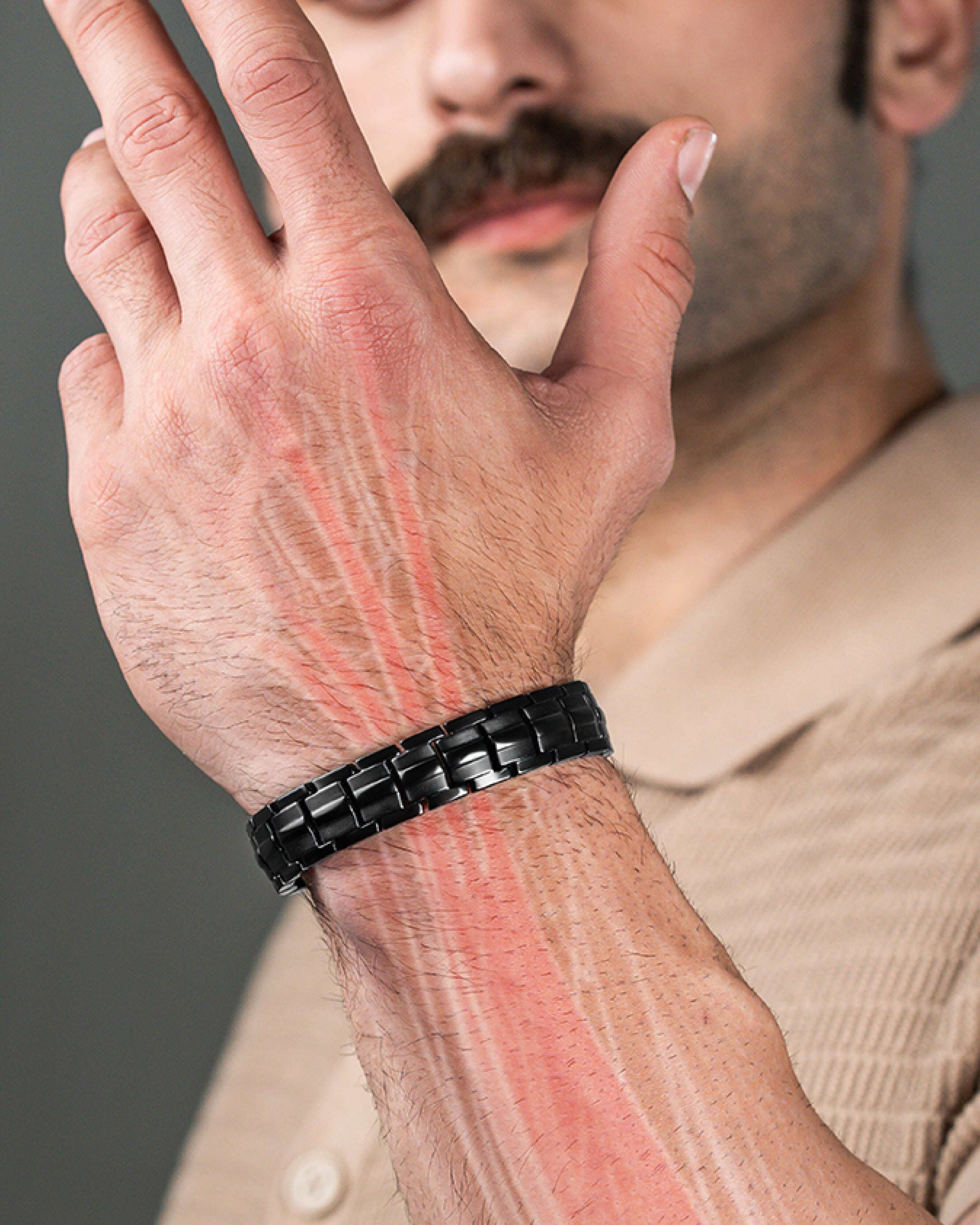MagnetRX Bracelets for Men — EllipseMAX Designed in USA & Patent Pending — Premium Titanium Mens Bracelet & Adjustable Length (Black)