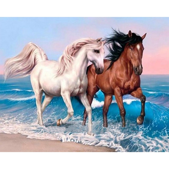 Taladro diamante pintura (DE2666) 5D DIY caballo corriendo completo punto de cruz bordado 45x60cm FLhrweasw Nuevo