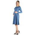 thumbnail image 2 of 24seven Comfort Apparel Long Sleeve Fit and Flare Maternity Midi Dress, 2 of 4