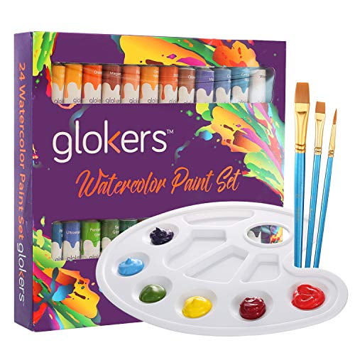Watercolor Paint Set by glokers, Set of 24 Colors/Tubes Perfect for