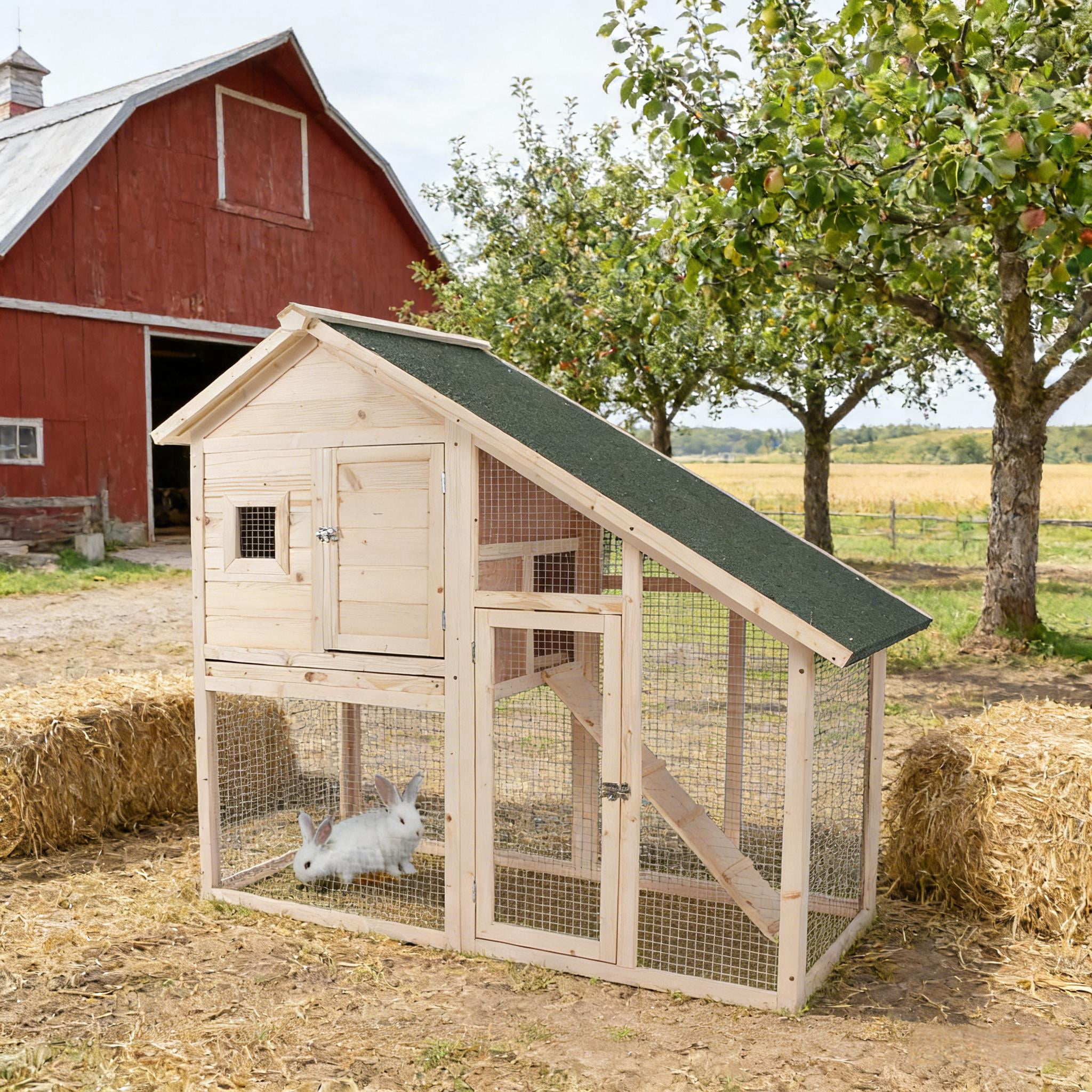 Bunny Cage, Weatherproof Rabbit Hutch Spacious Pet House
