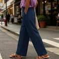 thumbnail image 2 of Women Lace Side Wide Leg Pants, Drawstring Elastic Waist Trousers, Side Pocket Loose Casual Pants, Boho Vacation Daily Pants, 2 of 5