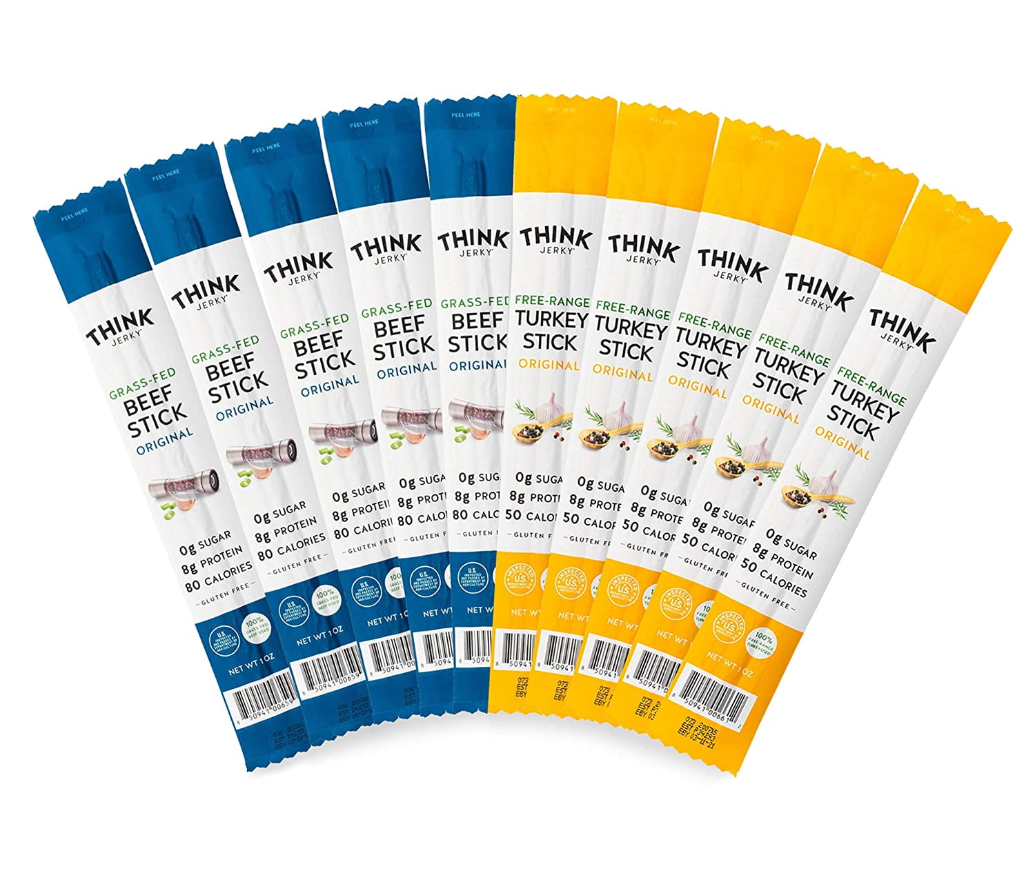 Think Jerky, Original GrassFed Beef and FreeRange Turkey Sticks (1.0