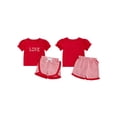thumbnail image 2 of Caoirhny 2Pcs Toddler Girls Summer Outfits Puff Short Sleeve Crew Neck Heart Embroidery Tops and Elastic Waist Plaid Shorts Set, 2 of 9