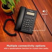 RadioShack Corded, Black, Square Phone with Display, Landline Phone for Office or Home Offers Pre-Dial, Re-Dial, and Edit Functions for Seamless Call Management