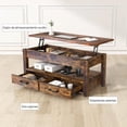 thumbnail image 3 of Mesa De Centro De Madera Rustica Elevable 2 Cajones Abatible, 3 of 6
