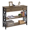 thumbnail image 3 of Topeakmart X Design Console Table w/ 1 Drawer & 2 Shelves, Taupe Wood, 3 of 7