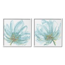 Stupell Industries Blue Blossoms on White Botanical & Floral Painting White Framed Art Print Wall Art, 12 x 12, Set of 2