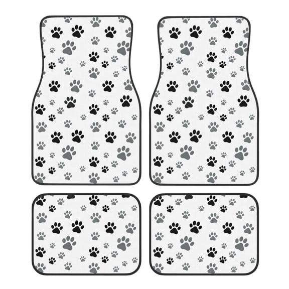 KAKALAD Dog Paw Print 02 Car Floor Mats 4PC Set Carpet Protection, Universal Fit for Car SUV VA & Truck, Vehicle Front & Rear