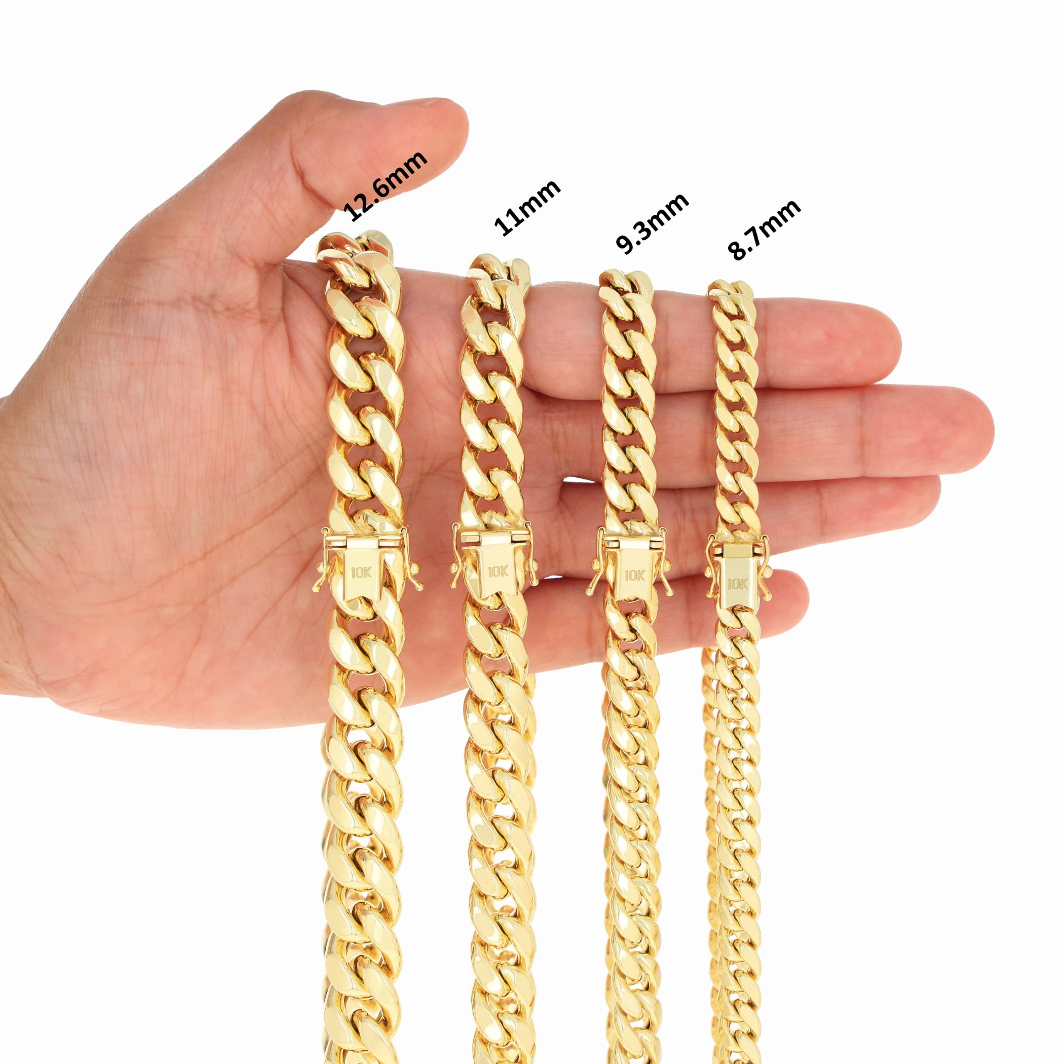Nuragold 10K Real Yellow Gold Miami Cuban Lightweight Link Chain Necklace 16"-30" (3mm-12.6mm) Italian Jewelry for Men & Women