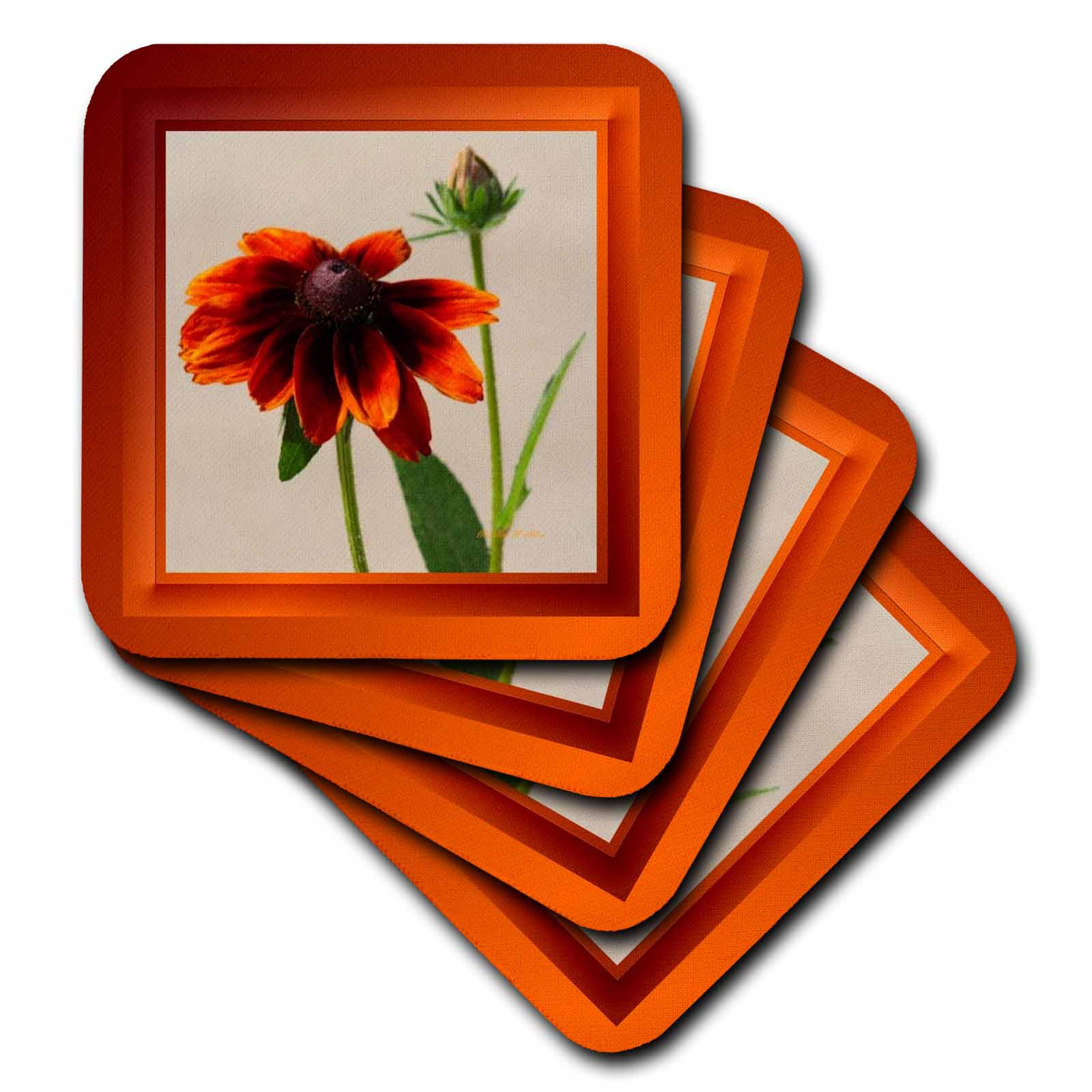 Orange And Brown Flower And Bud set of 8 Coasters Soft cst266542