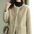 thumbnail image 5 of Olyvenn Faux Fur Coat for Women 2025 Winter Warm Open Front Jacket Cardigan Fashion Button Overcoat Casual Outerwear Beige XXL, 5 of 5