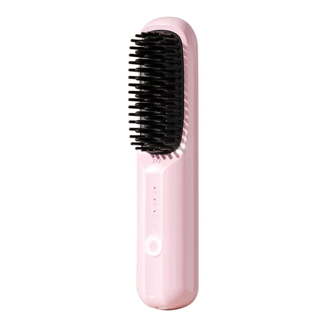 Xihbxyly Artículos en liquidación Cepillo alisador inalámbrico, peine alisador de pelo con iones negativos, mini cepillo alisador de pelo con 3 temperaturas ajustables, cepillo alisador portátil