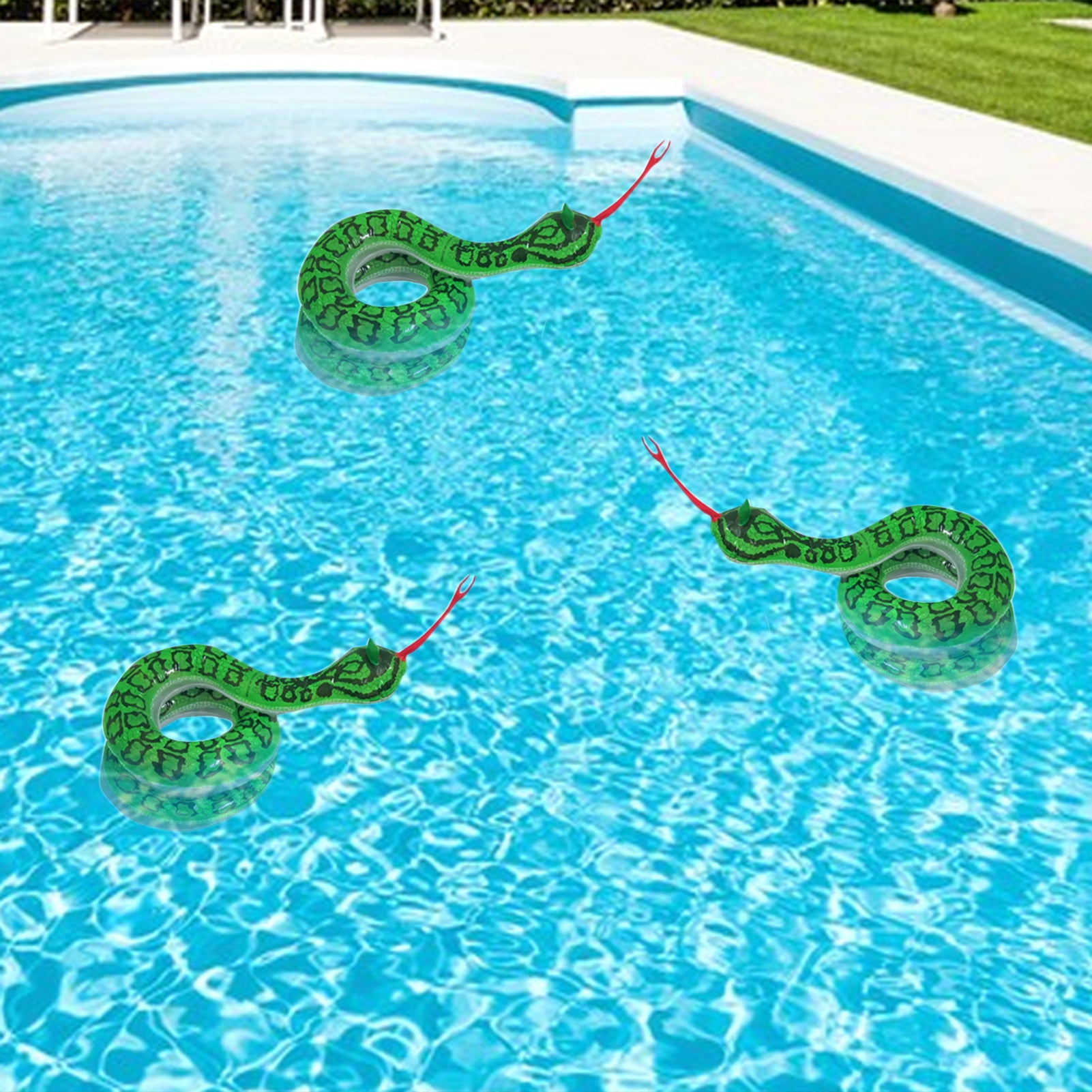 3Pcs Inflatable Snake Python, Fake Snakes, Reusable Realistic Water Snake Toys for Garden Pool