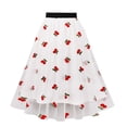 thumbnail image 4 of Falda de talla grande de malla bordada con cerezas, falda de talle alto y vuelo grande, línea A, 4 of 4