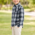 thumbnail image 6 of Maean Boys Button down Shirt Plaid Long Sleeve Tops Kids Casual Loose Fall Fashion Blouses Clothes, 6 of 7