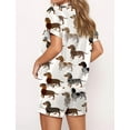 thumbnail image 2 of Longhaired Dachshund Silky Pajamas for Women Short Sleeve Matching Pajama Set 2 Pieces Nightwear with Side Pockets White S, 2 of 4