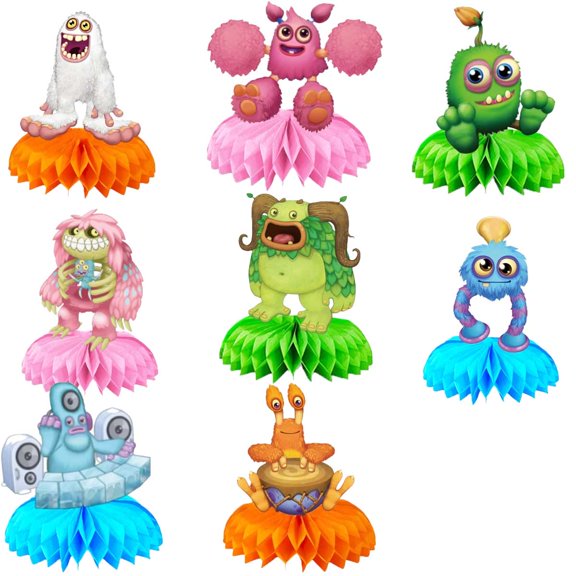 My Singing Monsters Honeycomb Centerpieces Table Toppers Decorations for Birthday Party Decor Supplies