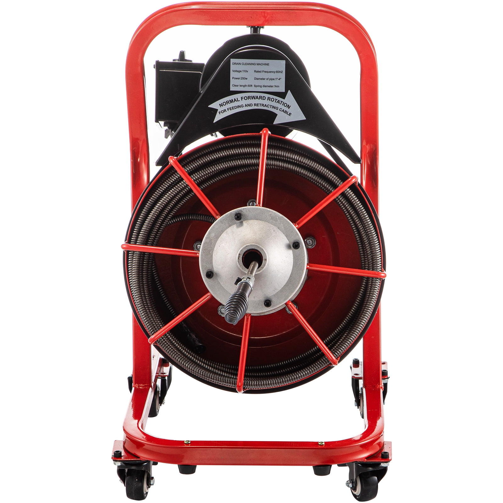 Vevorbrand Drain Cleaning Machine 50ft x 3/8 in Drain Cleaner Machines 250W Electric Drain Auger for 1 to 4 Pipes Electric Drain Snake Sewer Snake