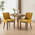 thumbnail image 4 of Dining Chair Set of 2, Upholstered Side Chair with Solid Wood legs, 2-Piece Accent Single Chair with Swoop Arm and Curved Back for Kitchen Dining Room, 4 of 8