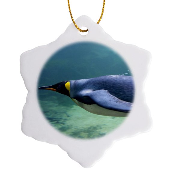 3drose, South Africa, Cape Town, Aquarium King Penguin -af42 Cmi0073 - Cindy Miller Hopkins, 3 inch Snowflake Porcelain Ornament