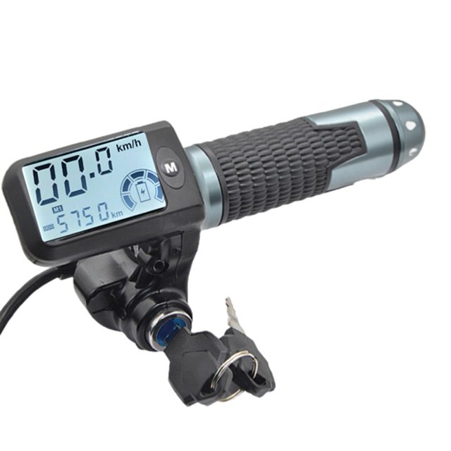 MYG for E-Bike Throttle Grip LCD Display 36-60V Electric Scooter Handlebar 3-Speed Gear Switch 8-Pin Interface Aluminum Alloy Compatible with for 36V 48V 60V Controllers
