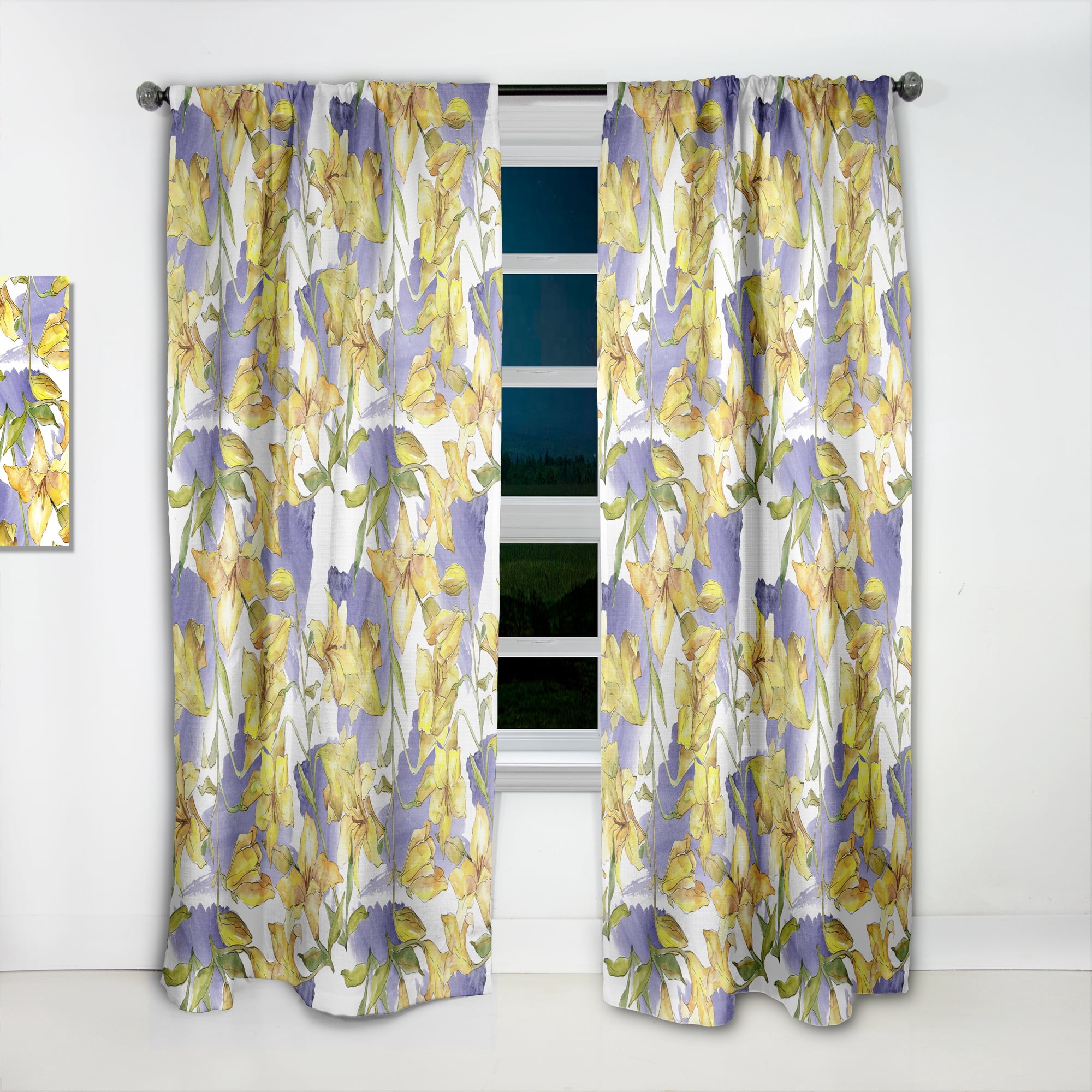 Designart 'Retro Abstract Poppies V' Mid-Century Modern Curtain Panel