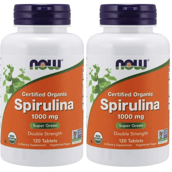 Now Foods - Spirulina 1000 mg 120 Tablets, Organic (Pack of 2)