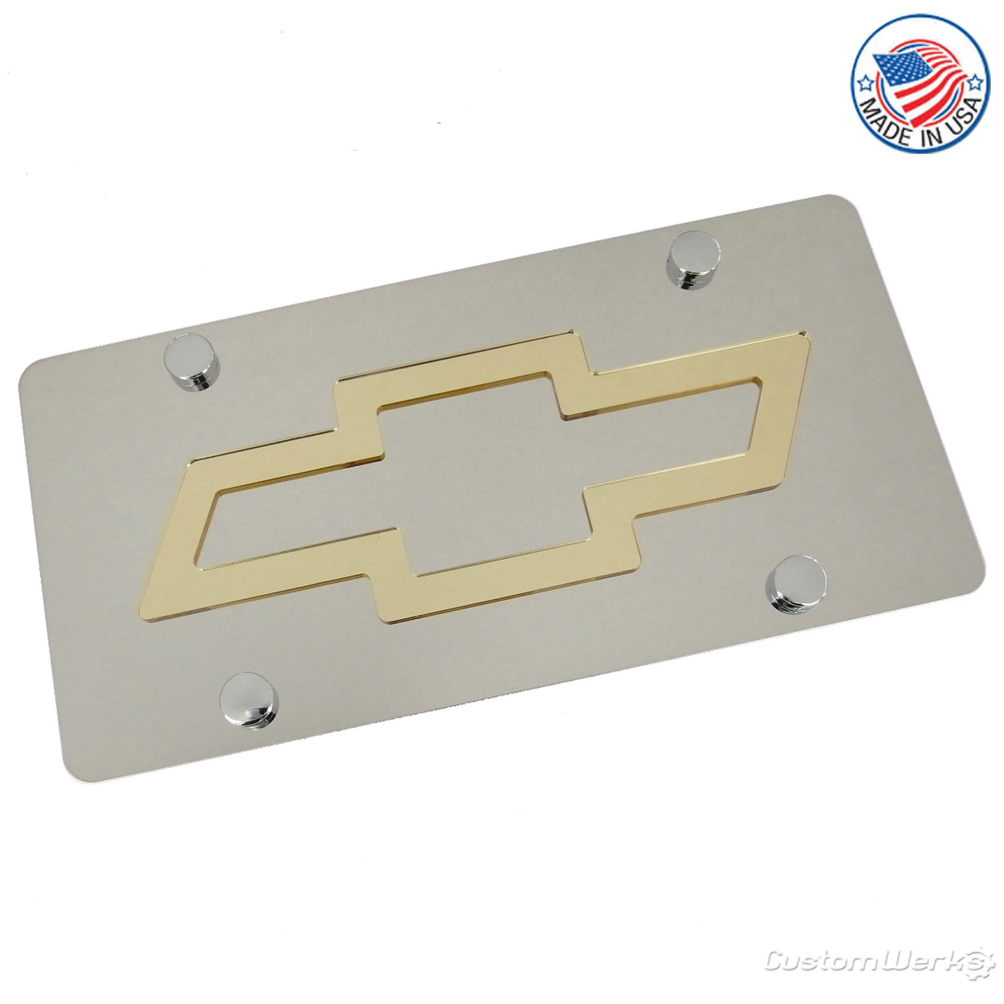 Eurosport Daytona Chevrolet Bowtie Stainless Steel License Plate - Custom Car Accessory