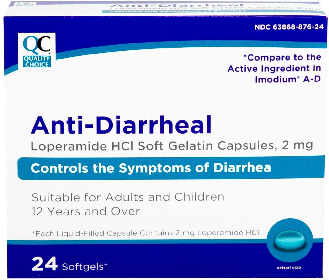 QC Loperamide 2mg Anti-Diarrheal Softgel 24 ea