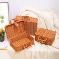 thumbnail image 4 of Bangcool Travel Makeup Case Vintage Rattan Woven Cosmetic Organizer Box Picnic Suitcase, 4 of 10